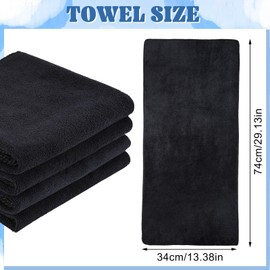 Meng Jiaran Gym Towels, 4 Pack 35cm X75cm Microfibre Sports Towels, Fast Drying & Absorbent Workout Sweat Towels for Travel, Gym Fitness, Camping-Black