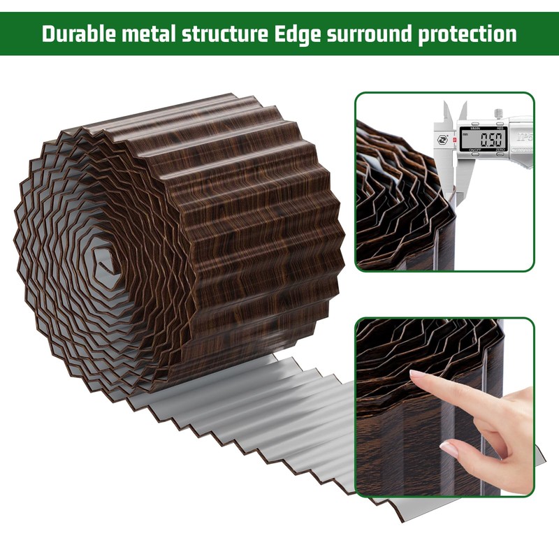 SnugNiture Corrugated Metal Garden Edging,8" x 20' Sturdy Lawn Edging