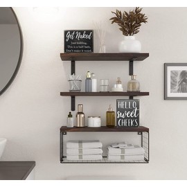 Pigort Hello Sweet Cheeks Sign - Bathroom Decor Modern Farmhouse Home Accent - Rustic Black Wood Shelf Plaque Box Sign for Women, Family, Friend 5X6X1.8 INCH