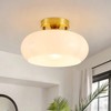 SHBEILOU Semi Flush Mount Ceiling Light, 11 Inch Gold Mid
