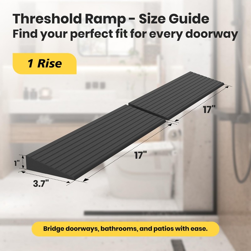 Nuvium 1 Inch Rubber Threshold Ramps for Doorways, 2 PCS