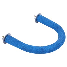 Pet Bird Wooden Perch Stand Toy with Roughfor Nail and Beak Trimming, Easily Attachable to Cage, Detachable Parts, Suitable for Exercise and Play (Blue)