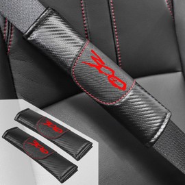 WOigQing 2 Pcs Carbon Fiber Leather Car Seat Belt Shoulder Pad Protective Sleeves for Chrysler 300/C/ 300S (RED)