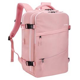 HOMIEE Travel Backpack for Women Airline Approved, 15.6 Inch Laptop Backpack Personal Item Size, Lightweight Carry On Nurse Bag, Pink
