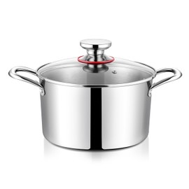 Onader 4.5 Quart Stock Soup Pot with Lid Stainless Steel Stockpot Tri-Ply Induction Cooking Pot