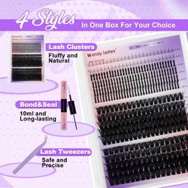 Lash Clusters With Spikes Kit 60D+80D DIY Spikes Lash Extension Kit Manga Lashes Cluster Natural Individual Eyelash Extensions D Curl 12-18MM