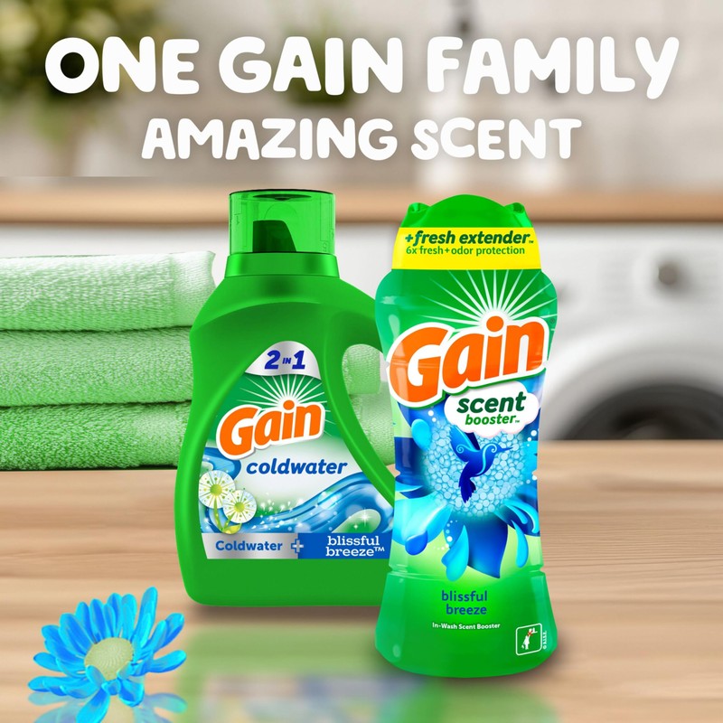 Gain In-Wash Laundry Scent Booster, Blissful Breeze Scent, 24.0 OZ,