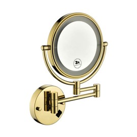 SVRCK 8 Inch LED Wall Mount Two-Sided Magnifying Makeup Mirror with 12 Inch Extension, Gold Finish, 1X/3X Magnification