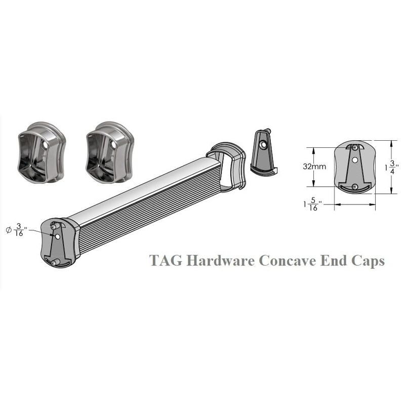 TAG Hardware 1 Pair Wardrobe Tube Closet Concave Shaped End