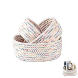 Aufbewahrungskorb Baumwollseil 3er Set, Korb Baumwollseil Geflochten, Woven Basket Cotton, Gewebter Spielzeugkorb, Baumwollseil Korb, für Handtücher, Kleidung, Geschenke (3 Größen)