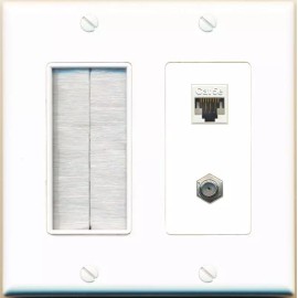 RiteAV CAT5E COAX with Brush Wall Plate [White]