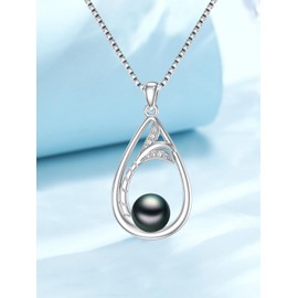 KANNSOAR Black Pearl Necklace Gifts for Mom Mother Wife Tahitian Pearl Necklaces for Women Jewelry Black Pearls Jewelry Gift for Her