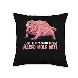 Naked Mole Rat Naked Mole Rats Animal Outfits Just a boy who Loves Naked Mole Rat Throw Pillow, 16x16, Multicolor