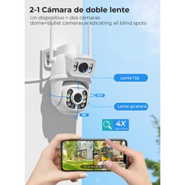 Reobiux 4K 8MP Camara de Seguridad Exterior, Cámara de Seguridad con Seguimiento automático, Sirena, Visión Nocturna Color, Audio Bidireccional, IP66, poyo Alexa