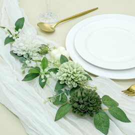 YEEFLORA Artificial Flowers, 50pcs Realistic Artificial Rose for DIY Wedding Bouquets Centerpieces Arrangements, Emerald Green Shades Dahlia Flowers with Stem for Bridal Shower Party Home Decorations