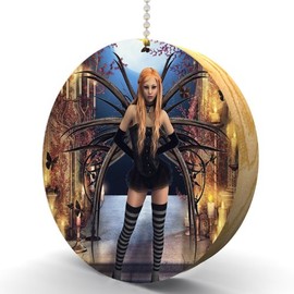 Gothic Angel Hardwood Oak Fan/Light Pull