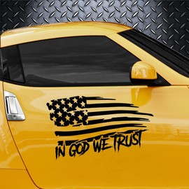 in God We Trust American Flag USA Patriotic Truck Car Decal Sticker | Multiple Sizes/Colors (8" Inch, White)