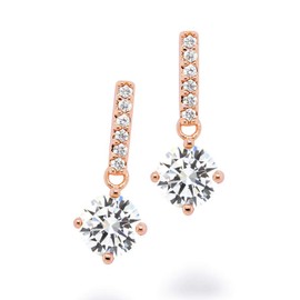 Gift from New York Women's Swinging Earrings, Platinum, 18K Gold, Yellow Gold, Processed, CZ Diamond, Hypoallergenic, Gift for Women, Created Diamond