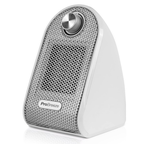 Pro Breeze™ 500W Mini Ceramic Fan Heater for Workplace or Desk - PTC Ceramic Compact Heater - White