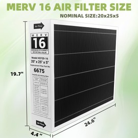 20x25x5 MERV 16 Air Filter, Carbon-Efficient Furnace Air Filter Compatible with Lennox 6675 and Lennox HCC20-28 Healthy Climate Furnace Filter for HVAC System, Replaces Part HCF20-16, 2 Pack
