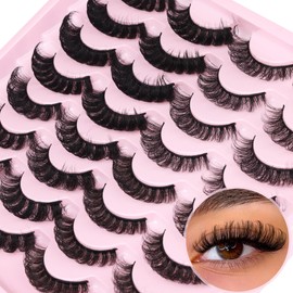 Russian Strip Lashes D Curl False Eyelashes Wispy 4 Styles Fake Eyelashes Natural Russian Eyelashes Fluffy Mink Lashes that Look Like Extensions 16 Pairs ALICROWN