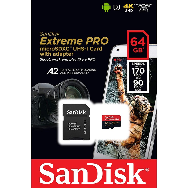 サンディスク ( SANDISK ) 64GB microSD Extreme PRO SDアダプター付き ［海外パッケージ］064G-GN6MA