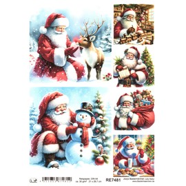 Josys Bastelmärchen Reispapier DIN A4 Strohseide Decoupage Weihnachten Weihnachtsmann RE7481
