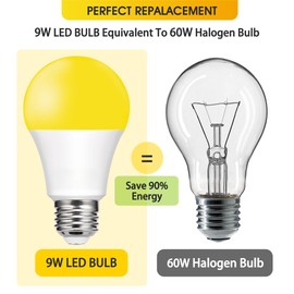 Baczao Yellow Bug Light Bulbs Outdoor, 9W (60W Equivalent) Amber 2000K LED Light Bulb for Outside, Backyard, Porch, Bedroom,Non-Dimmable, Non-Attracting, E26 Base, 4 Pack