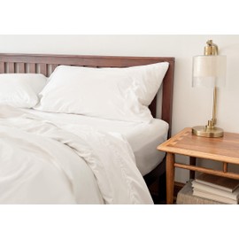 Organic Cotton King Percale Sheets - 100% GOTS Certified Organic, 4 Piece Set, Deep Pockets, White King Sheets Set - Hypoallergenic, Breathable, Cooling, Soft, All-Natural Sheets (King - White)