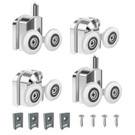 Hevysuo 4 Pcs Wheel Shower Door Rollers,23mm Diameter Metal Shower Cubicle Rollers Suitable,with 4 Screws and 4 Plastic Covers for Glass Doors with a Thickness of 4-6mm