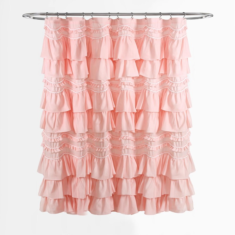 Lush Decor Kemmy Ruffled Shower Curtain, Single, 72" W x