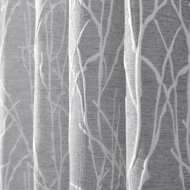 Dark Grey Curtains 84 Inches Long for Living Room 2 Panels Back Tab Pocket Tree Branch Forest Woodland Pattern Semi Blackout Gray Curtain for Bedroom Aesthetic French Country Spring Decor 52x84 Length