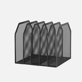 ASIFMTHOT 5 Vertical Desk Mail Organizer, Metal Mesh Desktop File Organizer with 5 Vertical Slot - Black, Letter Organizer Rack for Letters, Postcards, Stationery