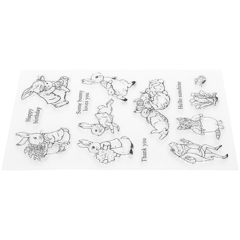 Transparent Stamp Rubber TPR Rectangle DIY Journal Rabbit Pattern Craft