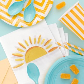 60 Pcs Boho Sun Napkins First Trip Around The Sun Napkin Disposable Boho Sun Birthday Party Napkins Disposable Sunshine Napkins Sun Theme Party Decorations for Kids Boys Girls Teen