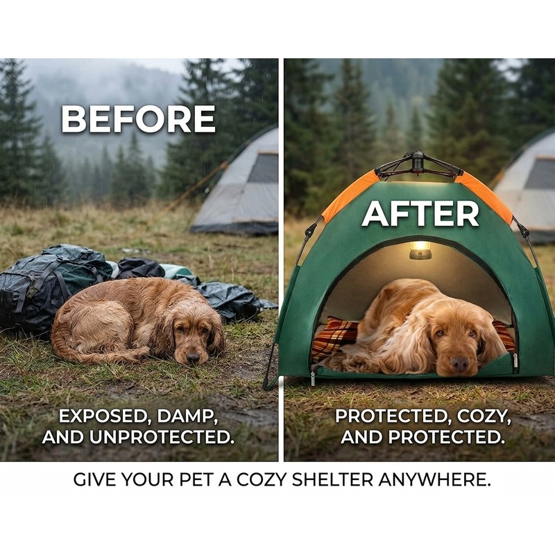 Waterproof Pop-Up Pet Tent for Dogs and Cats – Lightweight