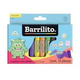 Barrilito Crayones Extra JUMBO, 12 colores. 12EJ