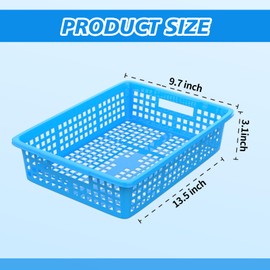 10 Pcs Classroom Storage Baskets, 13.5''x10'' Letter Size A4 Paper Trays Plastic Colorful Turn in Trays Classroom Storage Bins for School Office Teacher Supplies (10)
