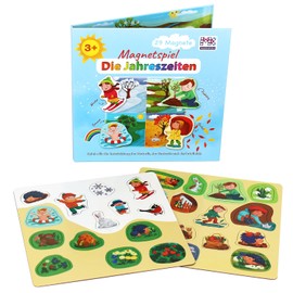 MAGNIKON Magnetic Game with Magnets - Motor Skills Toy with Large Playing Field for Employment when Driving - Game for On the Go with Magnetic Puzzles - Magnetic Book from 3 Years (Seasons)