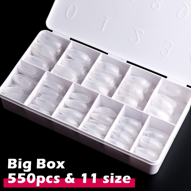 Puntas de uñas de gel suave de cobertura completa, 550