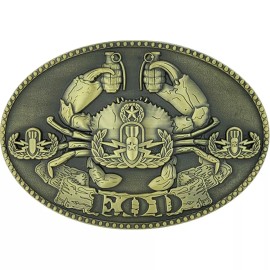 =Explosive Ordnance Disposal EOD antique gold crab belt buckle
