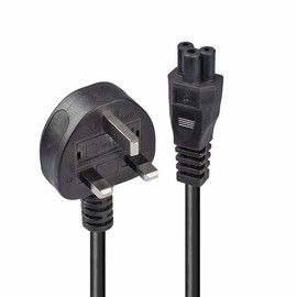 LINDY 30460 1m UK 3 Pin Plug to IEC C5"Cloverleaf" Power Cable, Black