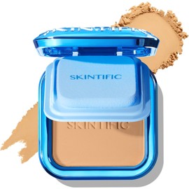 SKINTIFIC Base de Maquillaje en Polvo, Base en Polvo Compacta de Cobertura total Ultra Cover, Matifica y Controla Brillo por 16 h, Minimiza la apariencia de poros, Iguala el tono (04 Beige)