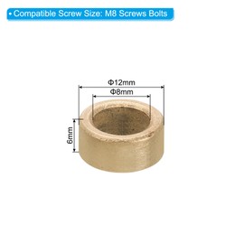 PATIKIL M8 Brass Spacers, 5 Pcs Metal Spacer Brass 8mm ID x 12mm OD x 6mm L Brass Spacers Screw Standoff for 5/16 Inch or M8 Screw