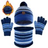 JFAN 3 Piece Knitted Hat Scarf Gloves Set for Children