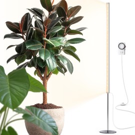 Barrina T1S Standing Grow Light for Indoor Plants with Timer, 65W 660nm High PPFD Tera Series Vertical Full Spectrum Grow Lights Adjustable Height 5FT-5.6FT, Foot Switch, Non-Glare Design, Silver