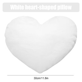 Fadcaer White Heart Decorative Pillow, Soft Heart Plush Cushion, Cute Heart Shaped Cushion for Sofa Bed Dining Gifts for Girls Valentine's Day Gift (White)