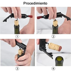 Lumbor37 Abridor de Botellas de Vino, Sacacorchos de Acero Inoxidable Multifuncional Abrebotellas de Vino, Destapador de Botellas de Vino Portátil para el Hogar