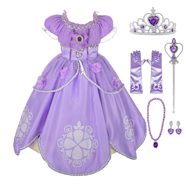 Lito Angels Baby Girls' Princess Dress Up Costume Purple Fancy Party Dress Outfit with Accessories Size 24 Months B