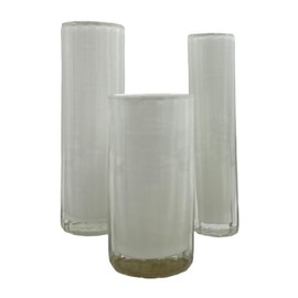 Bergamo Art Set of 3 Decorative Handmade Glass Cylinder Flower Vase in White